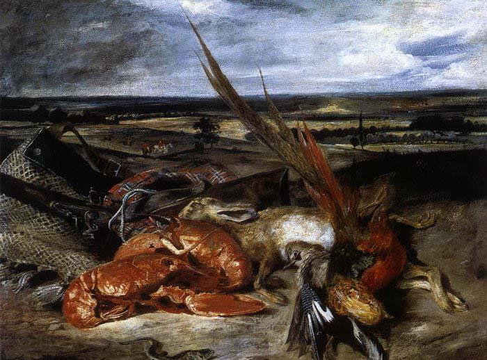 Eugene Delacroix Still-Life with Lobster Norge oil painting art
